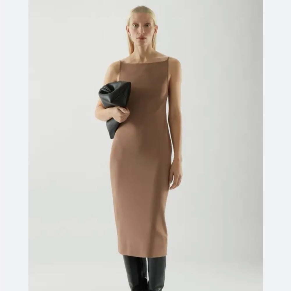 COS Square Neck Knitted Midi Slip dress